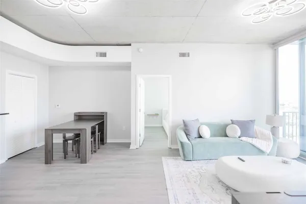 a living room with furniture