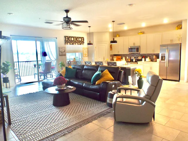 a living room with furniture