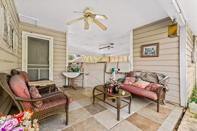 a living room with furniture