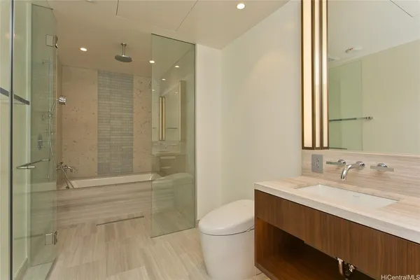 a bathroom with a bathtub