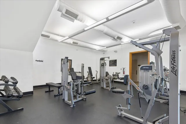 a view of a room with gym equipment