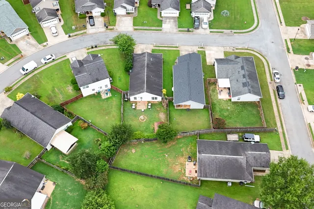 an aerial view of a house