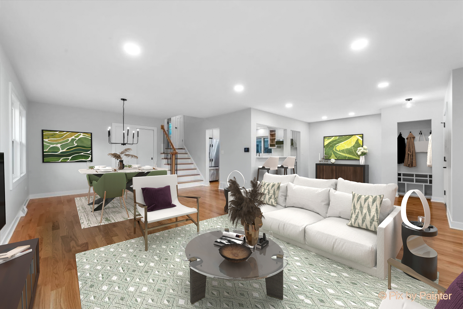 918 Delles Road Wheaton, IL 60189 - Photo 4 of 36 a living room with furniture and kitchen view