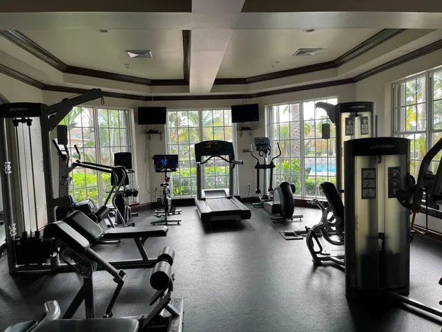 a view of a room with gym equipment