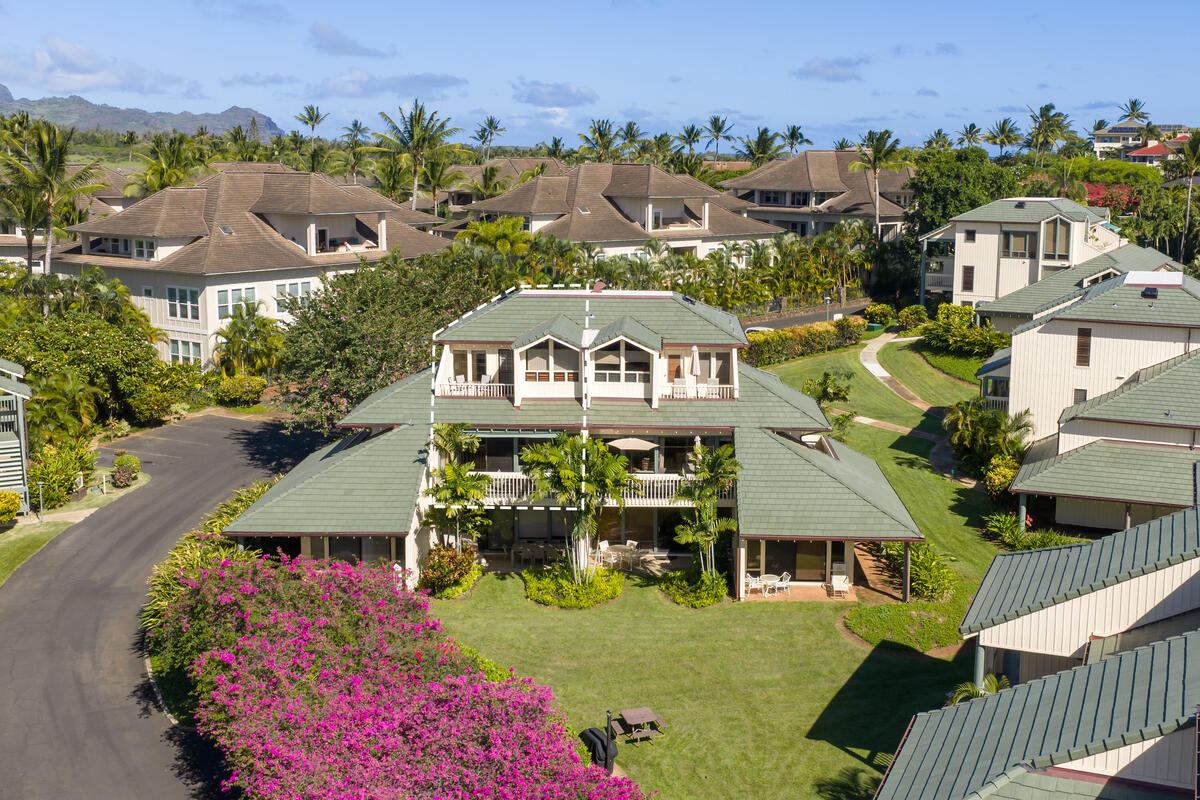 2371 Ho'ohu Road, Unit 703 Koloa, HI 96756 - Photo 25 of 27 an aerial view of a house swimming pool ocean and mountain view