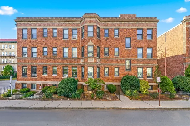 a front view of a building