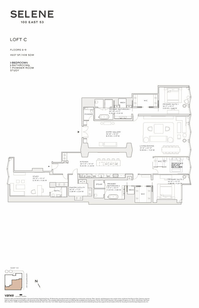 100 East 53rd Street, Unit 9C Manhattan, NY 10022 - Photo 26 of 26 a picture of a floor plan