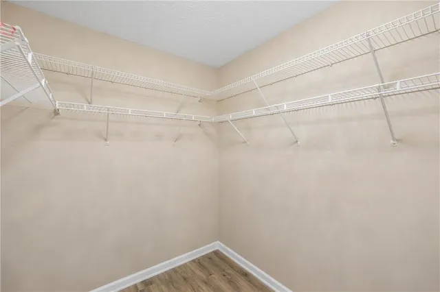 a view of a room with racks on the wall