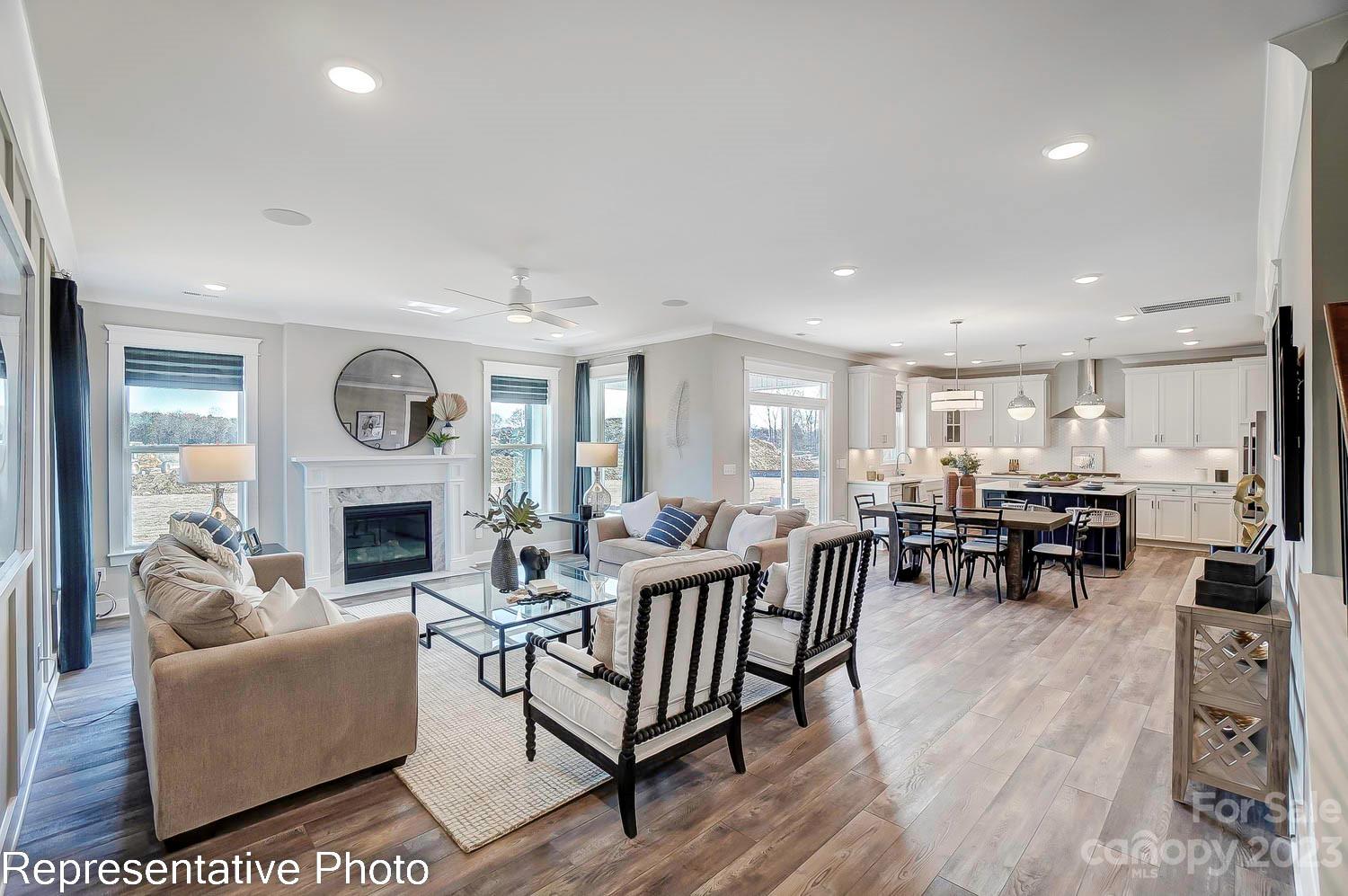 4185 Roberta Road Harrisburg, NC 28075 - Photo 4 of 48 a living room with furniture a fireplace a rug and a window