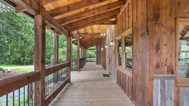 a view of a wooden door