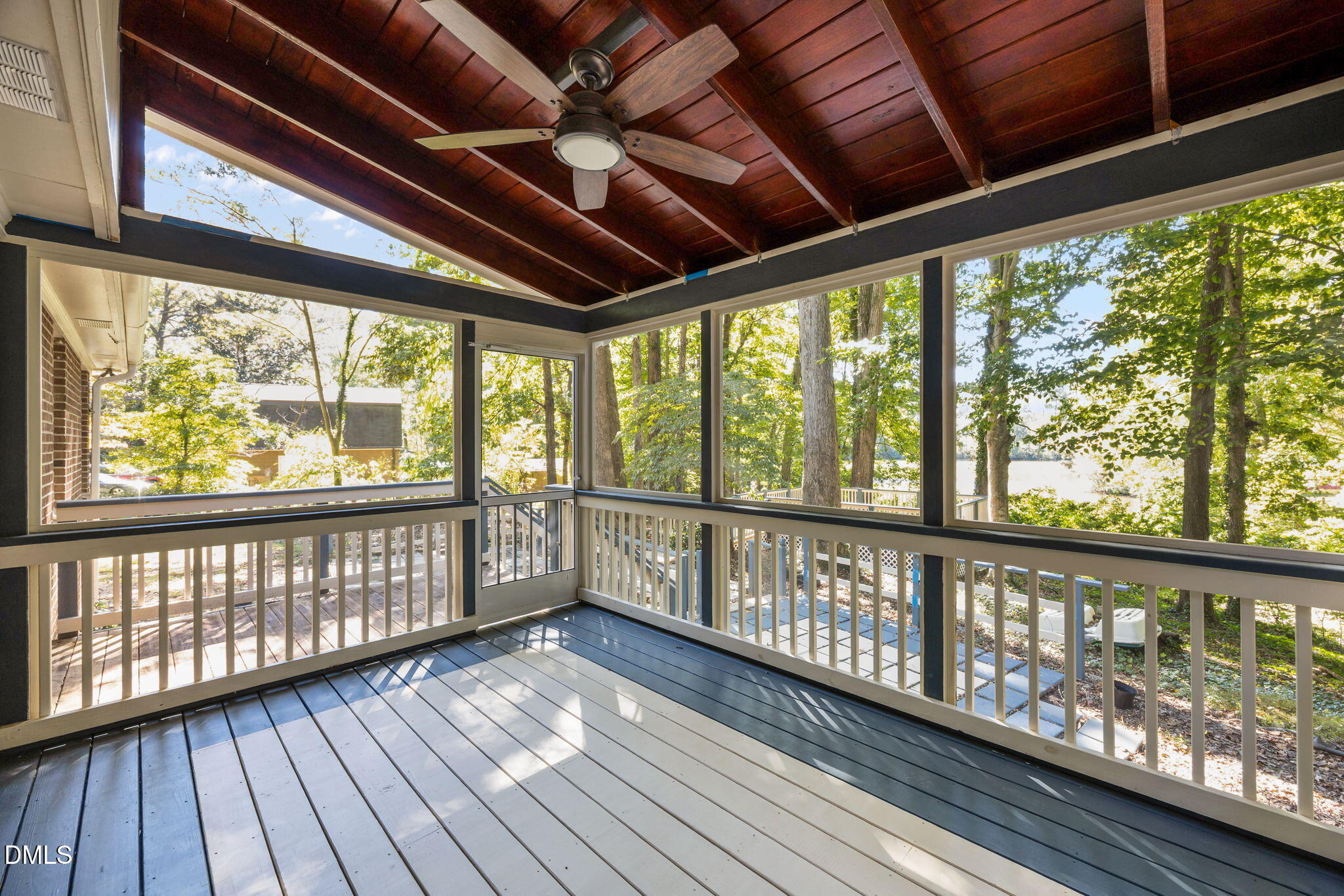 8701 Oneal Road Raleigh, NC 27613 - Photo 12 of 33 a view of wooden balcony with wooden floor