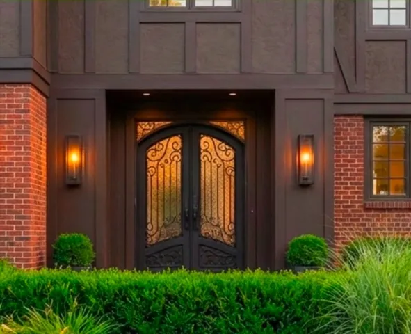 a front view of a house with garden