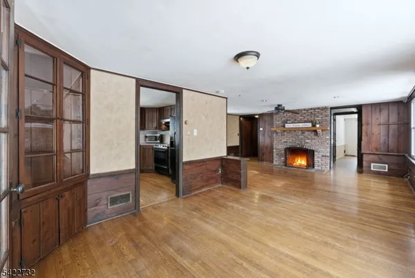 a view of a livingroom with a fireplace