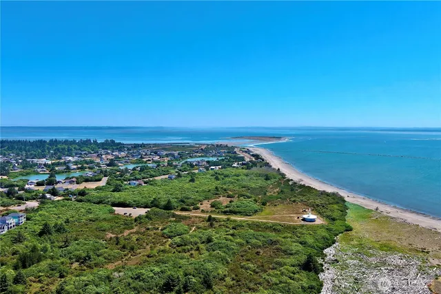 a view of a lake with a city