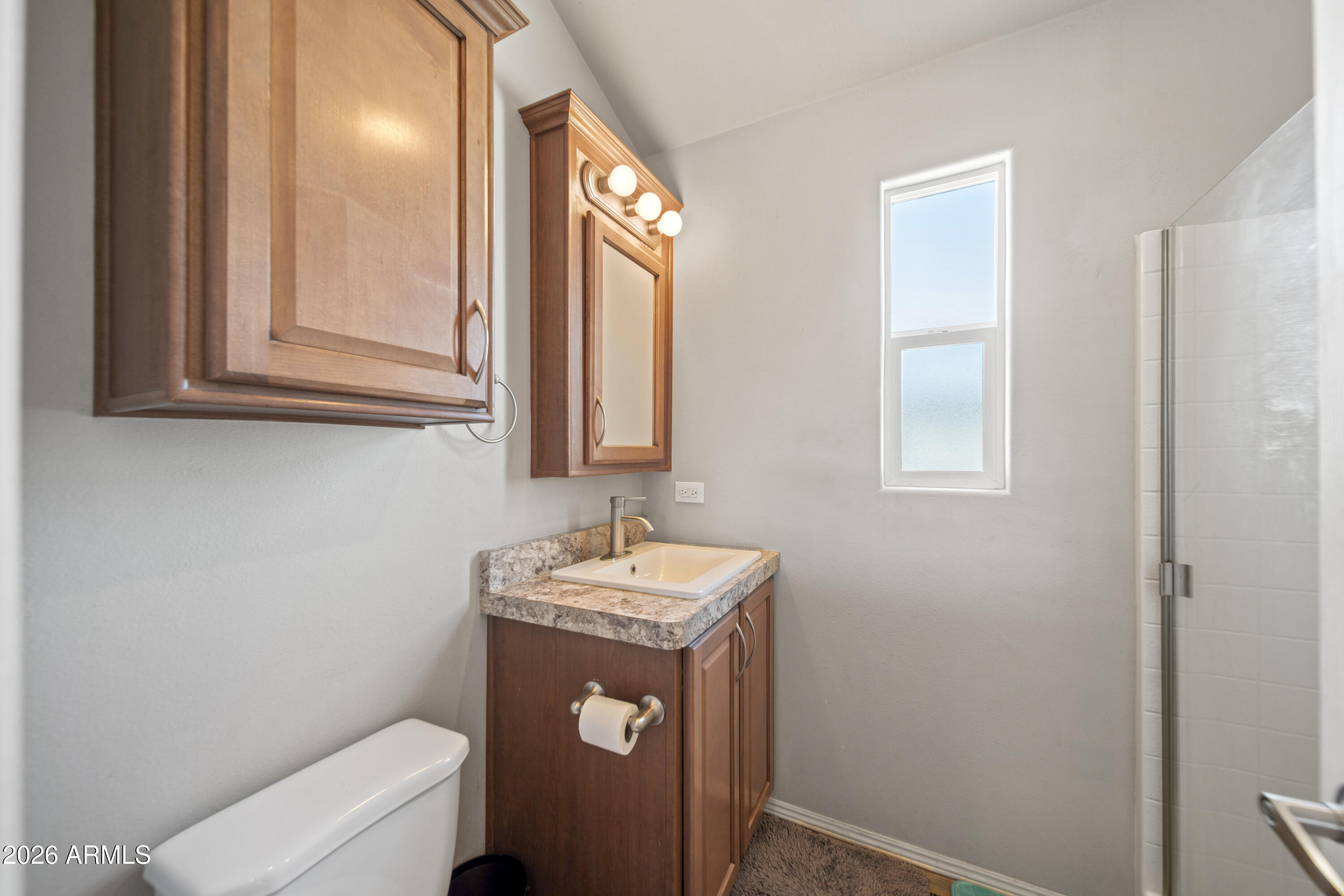 52510 Williams Road Aguila, AZ 85320 - Photo 37 of 62 a bathroom with a sink a toilet and a mirror