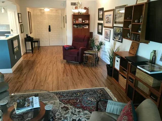 a living room with furniture