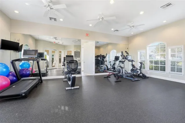 a view of a room with gym equipment
