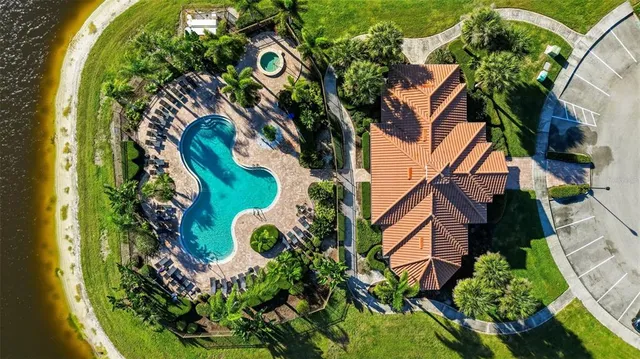 an aerial view of a house