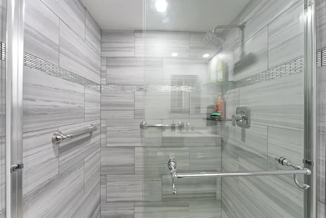a bathroom with a shower