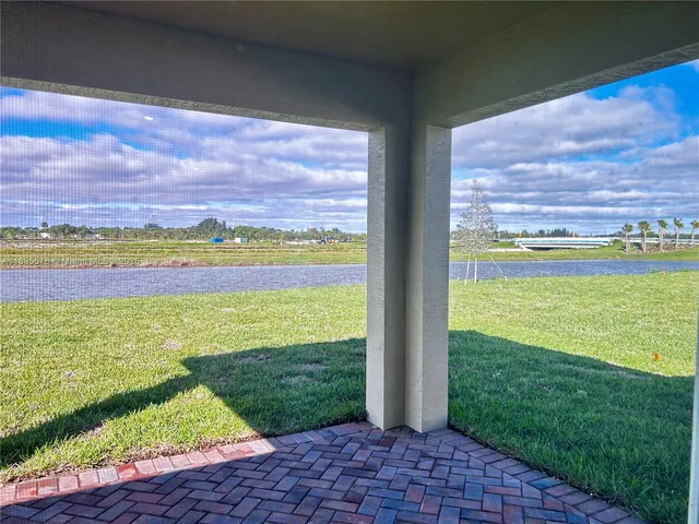 a view of an ocean from a yard