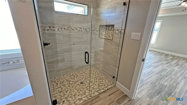 a bathroom with a shower