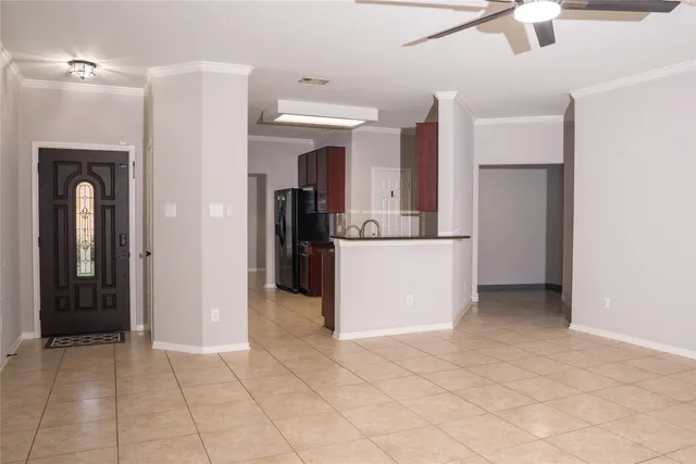 a view of a kitchen with a sink