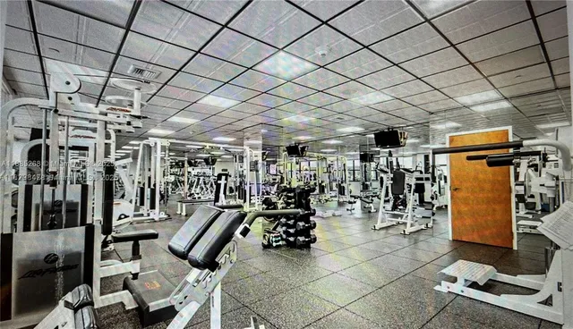 a view of a room with gym equipment