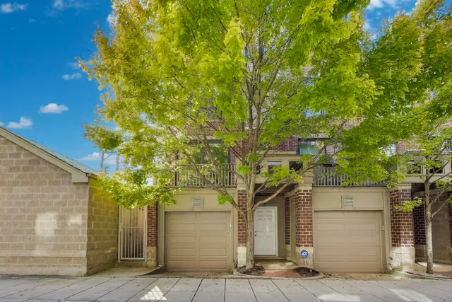 a tree in front of a building