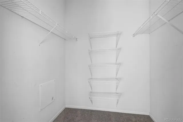 a view of an empty walk in closet