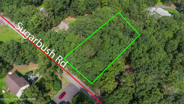 an aerial view of a house