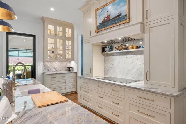 a room with cabinets and window