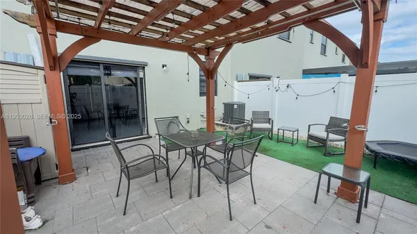 a view of an outdoor space with seating area