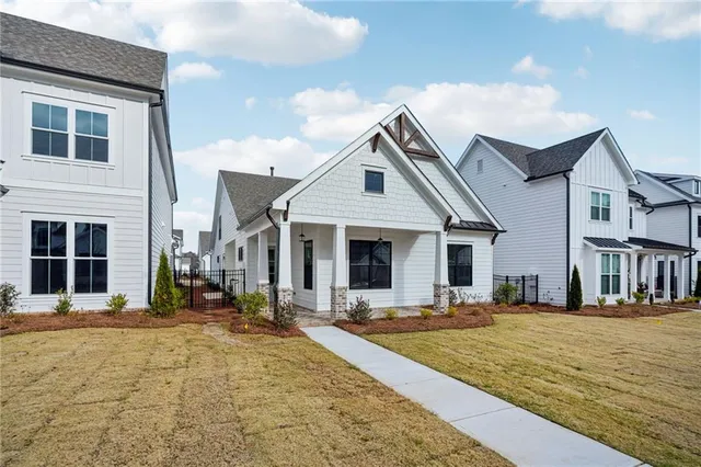 a front view of a house with large space