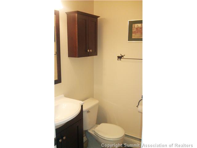 110 Evergreen Road, Unit 202 Dillon, CO 80435 - Photo 8 of 10 Bathroom. Nicely Remodeled! One piece vanity sink, lots of storage below. Mountain details and classic mahogany wood cabinetry lend a modern style