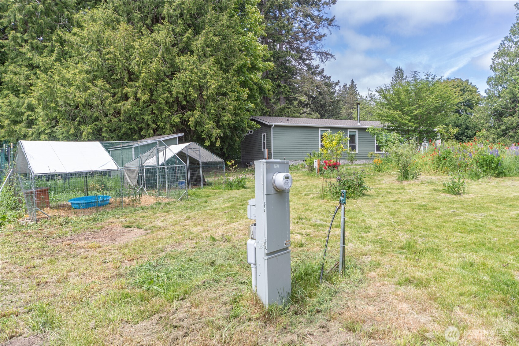 290 Werner Road Port Ludlow, WA 98365 - Photo 29 of 40 a backyard of a house with table and chairs