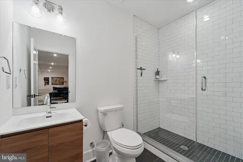 a workspace with furniture and wooden floor