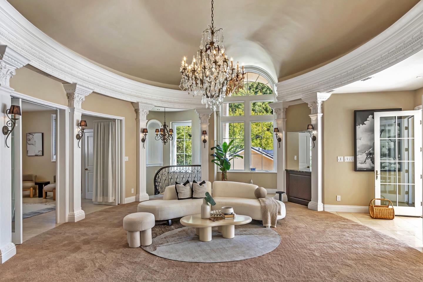 15681 Kennedy Road Los Gatos, CA 95032 - Photo 124 of 155 a living room with patio furniture and a chandelier