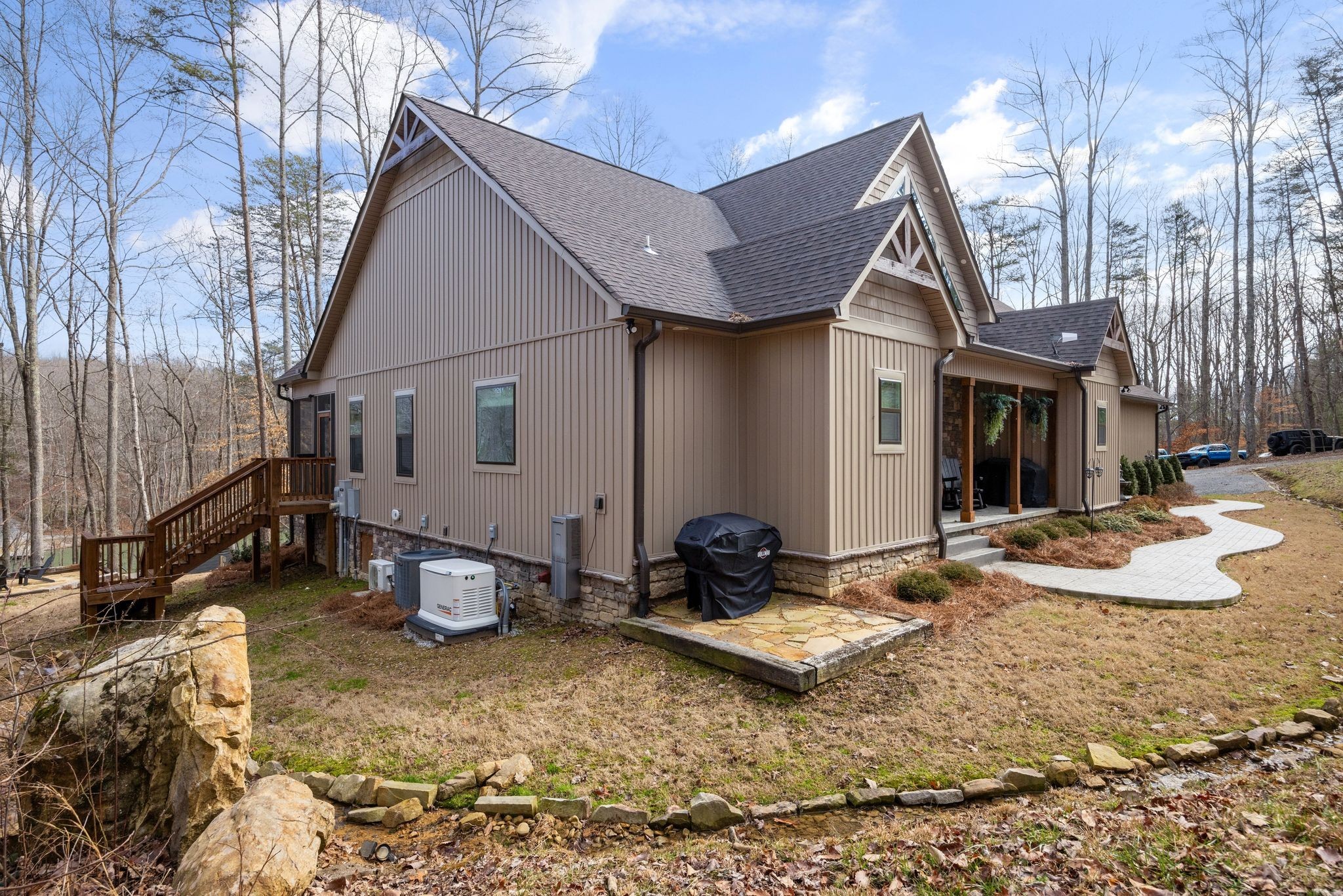 354 Mountain Farms Road Signal Mountain, TN 37377 - Photo 45 of 74 a view of a white house with swimming pool and sitting area