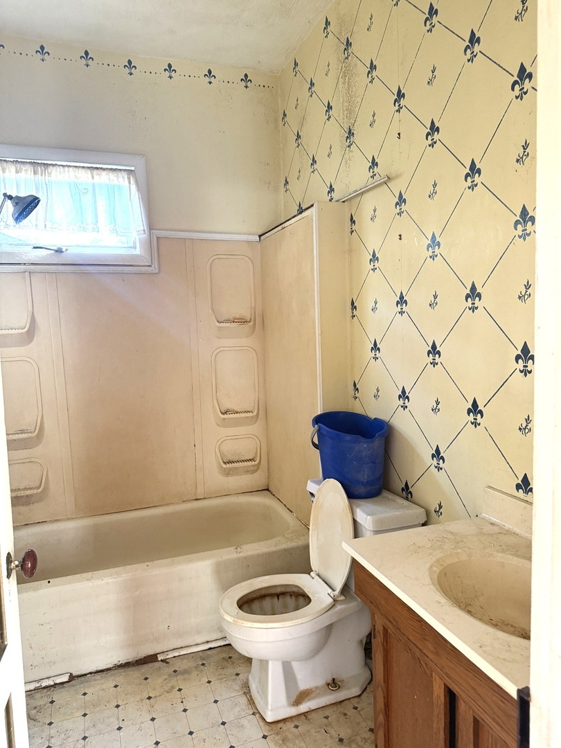 574 Herman Street Crete, IL 60417 - Photo 9 of 18 a bathroom with a sink a toilet and shower