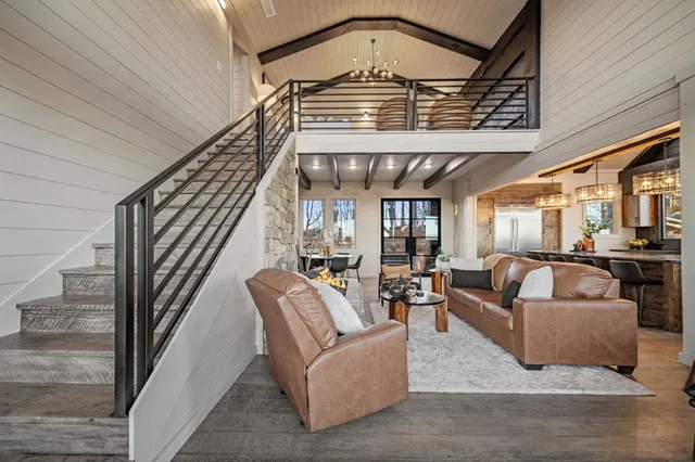 a living room with furniture