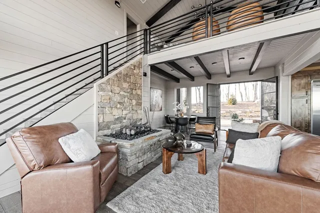 a living room with furniture