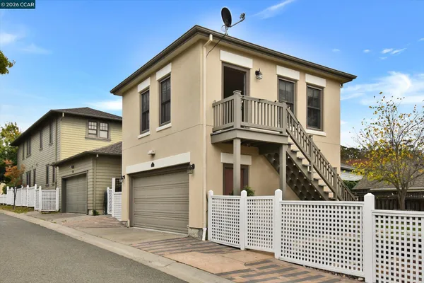 a view of a house with a garage