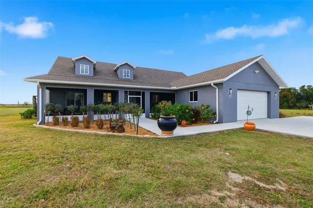 a view of a house with swimming pool and a yard