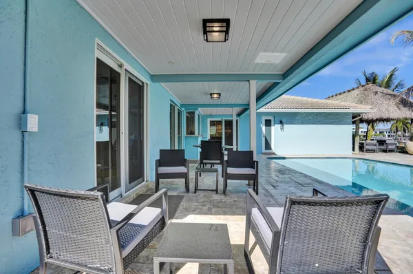 a outdoor living space with furniture