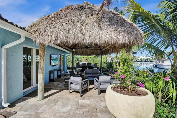 a view of an outdoor space with furniture