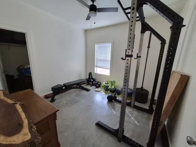 a room with gym equipment