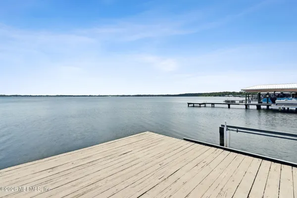 a view of a lake with houses