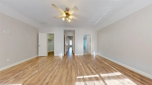 a view of a room with racks on the wall
