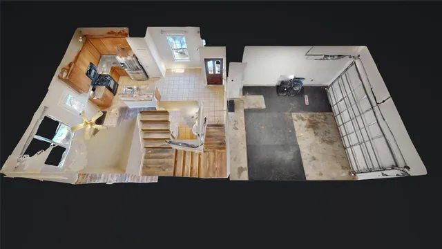 a kitchen with a stove and a microwave