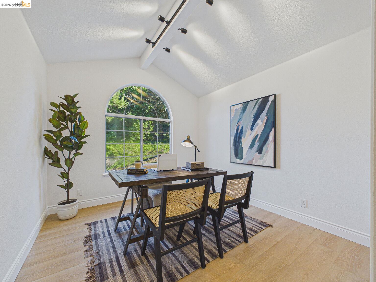 2392 Austin Court Castro Valley, CA 94546 - Photo 51 of 60 Dining room featuring track lighting, beam ceiling, and light wood finished floors. Stage as office
